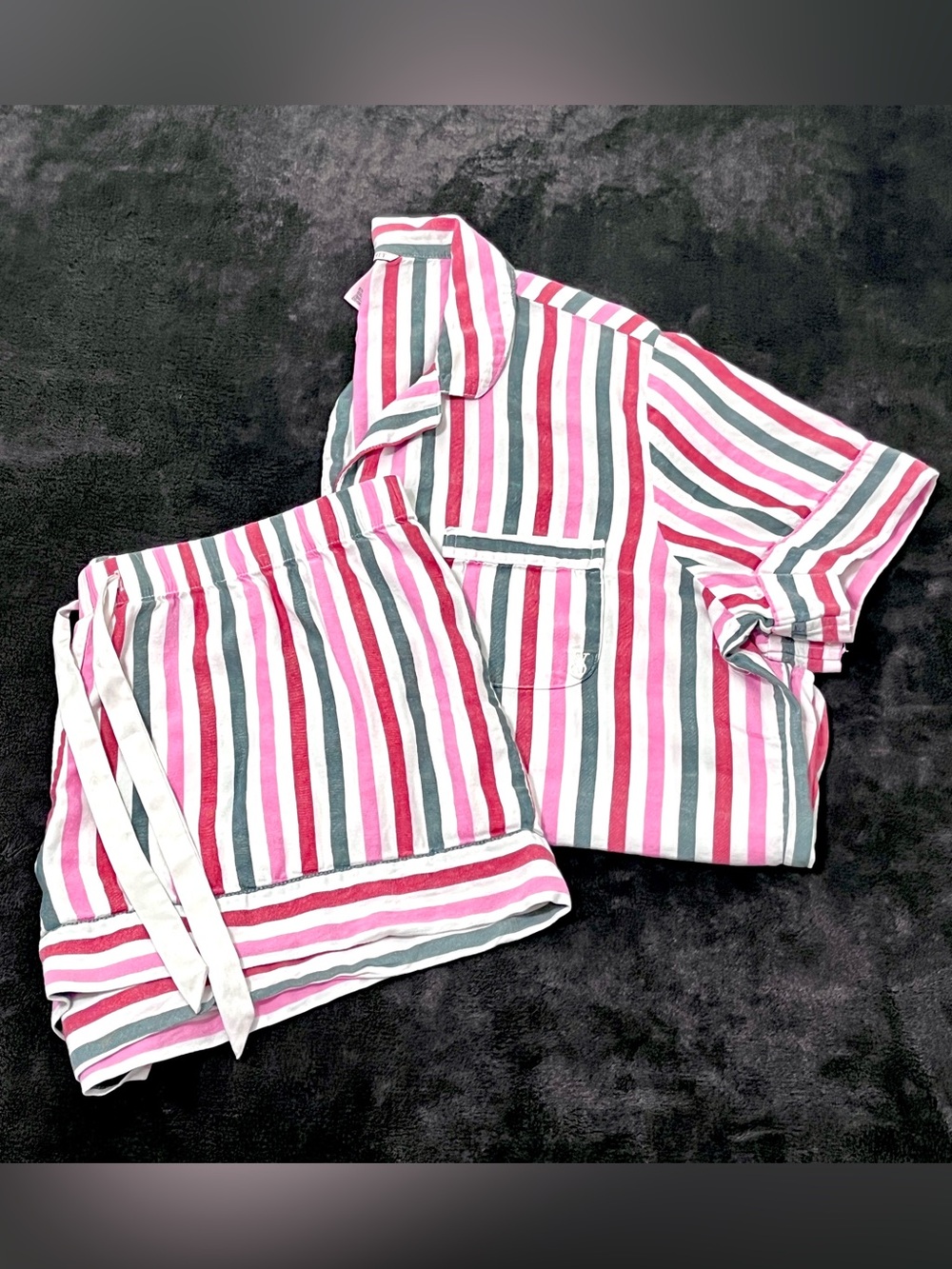 Victoria's Secret Pink Stripe Flannel Pajama Shorts Set Size L - Picture 2 of 9